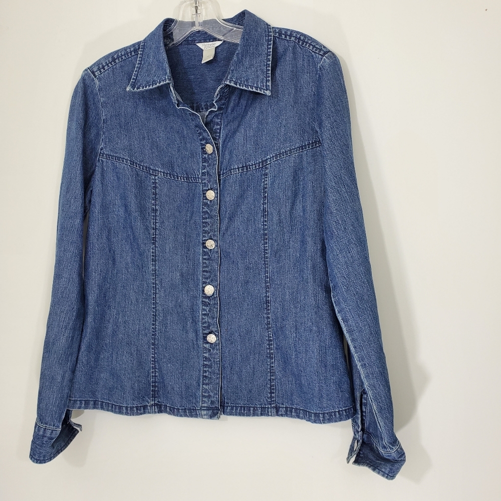 Christopher and Banks 100% Cotton Denim Shirt, Size Small
